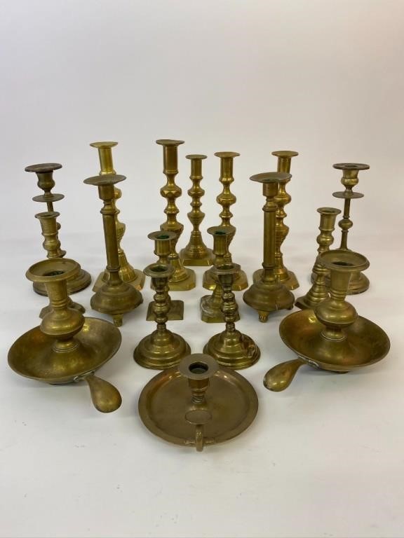 Appraisal: Brass Victorian candlesticks etc Tallest h