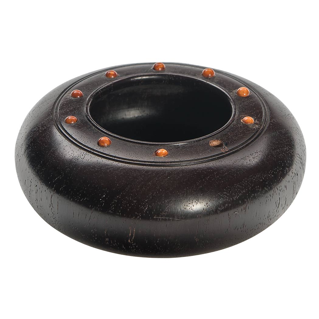 Appraisal: Chinese Zitan Brushwasher Of compressed ovoid form resting on a