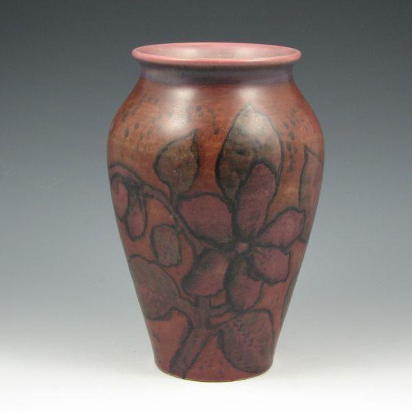 Appraisal: Rookwood matte glaze vase with bold floral decoration by Jens