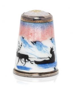 Appraisal: A Norwegian Silver and Enameled Thimble David Andersen Oslo Late