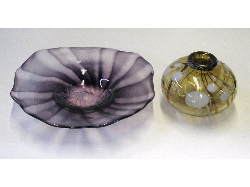 Appraisal: Fleur Tookey studio glass dish and a studio glass vase