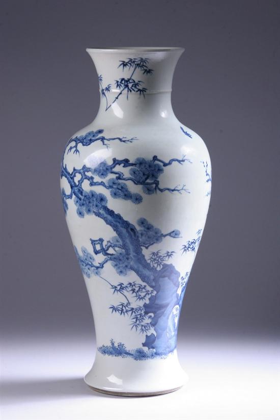 Appraisal: CHINESE BLUE AND WHITE PORCELAIN BALUSTER VASE th th century