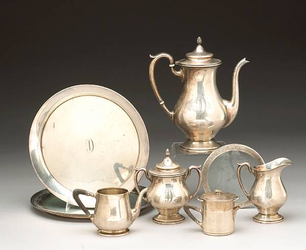 Appraisal: A group of sterling table articles Comprising three piece tea