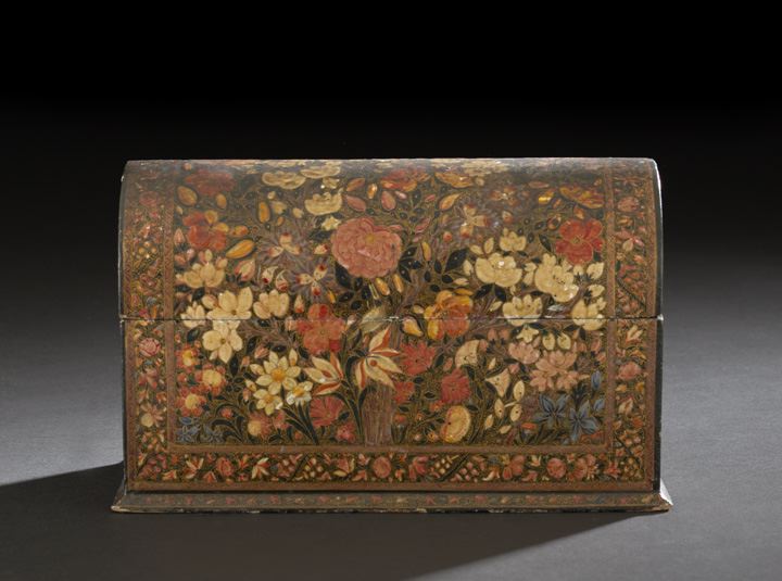 Appraisal: Kashmiri Lacquer Dome-Lidded Stationery Box first quarter th century in