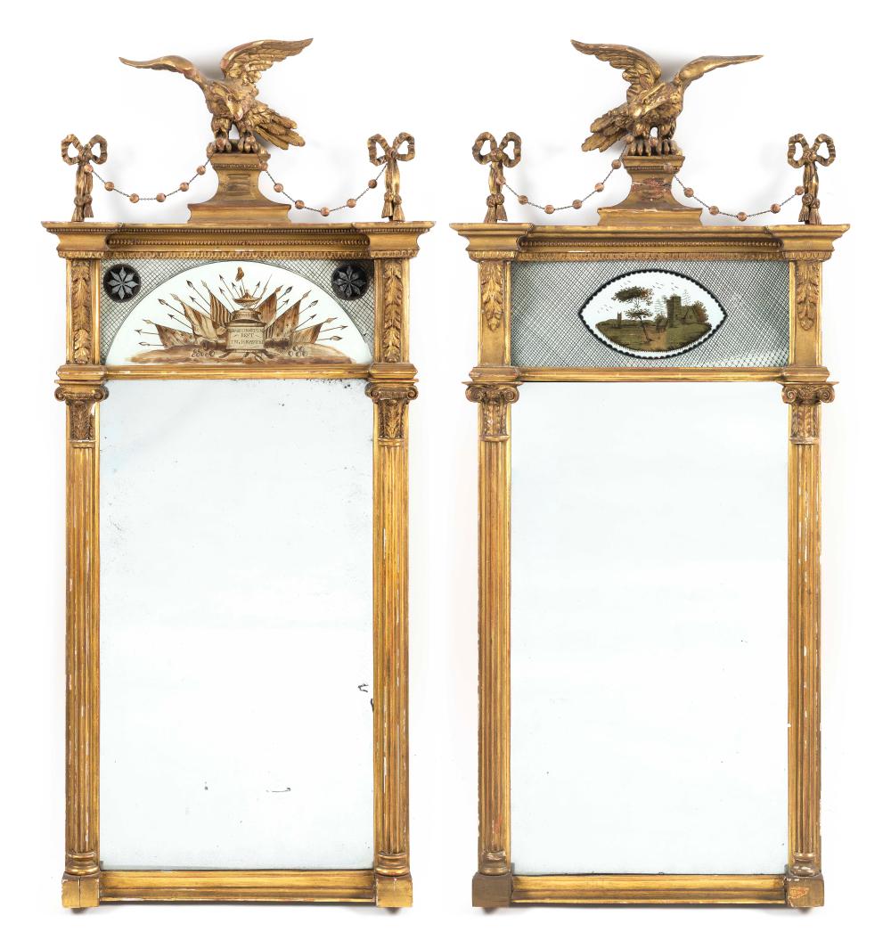 Appraisal: NEAR-PAIR OF FEDERAL GILT MIRRORS AMERICA FIRST HALF OF THE