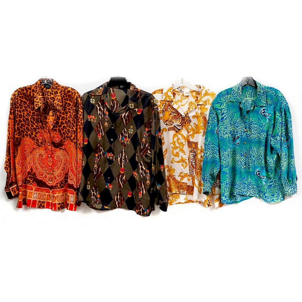 Appraisal: Collection of Silk Designer Shirts one by Hermes Including One