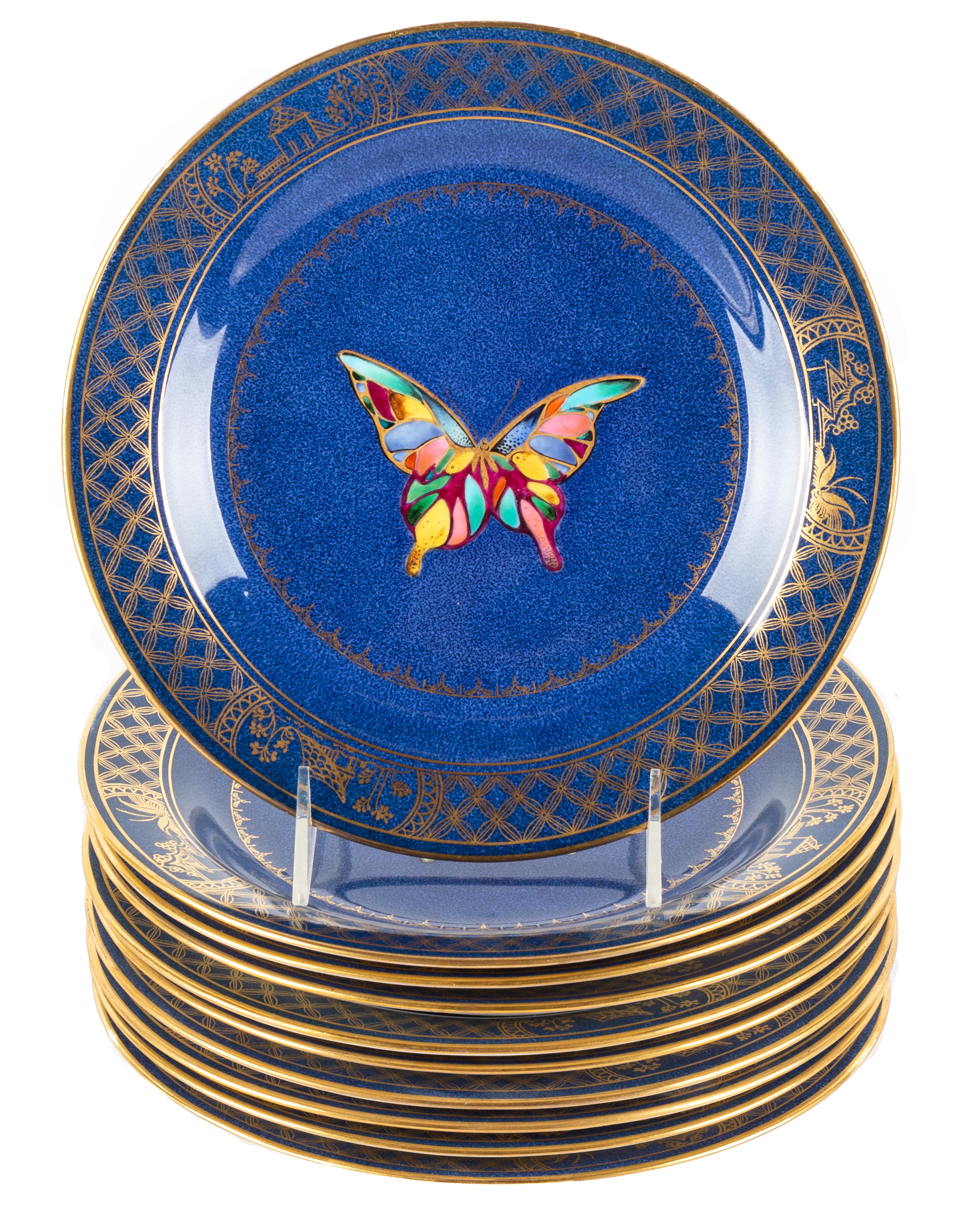 Appraisal: WEDGWOOD BUTTERFLY LUSTRE PLATES circa Wedgwood England William H Plummer