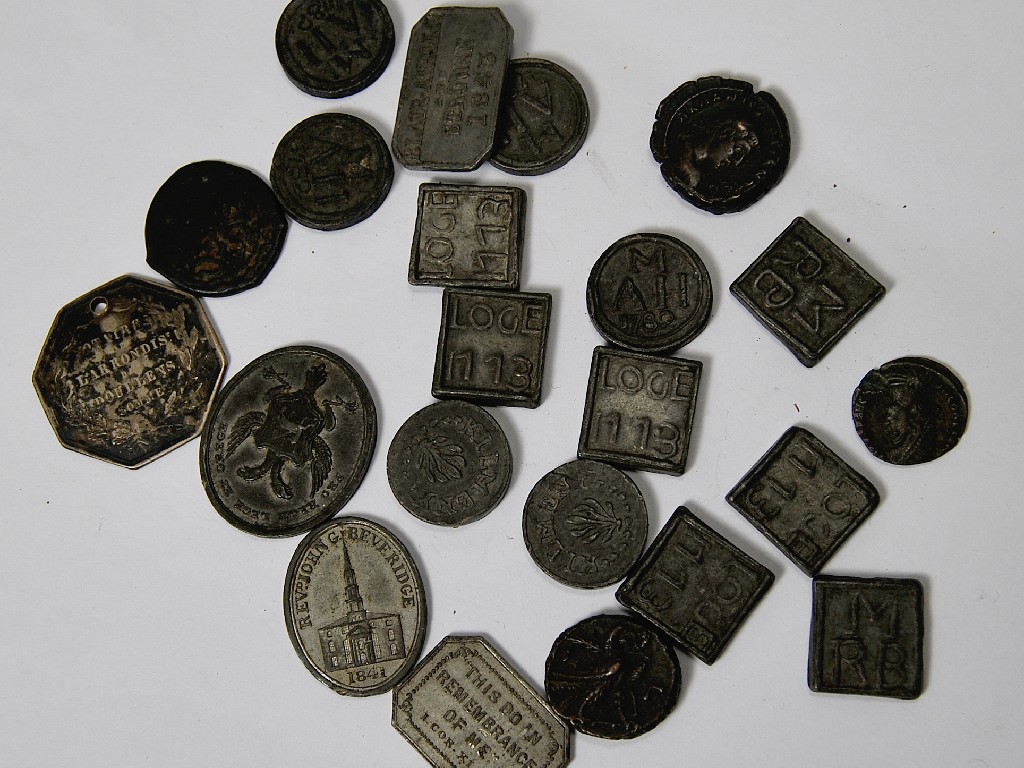 Appraisal: Four th Century Scottish Presbyterian Communion tokens in patinated nickel