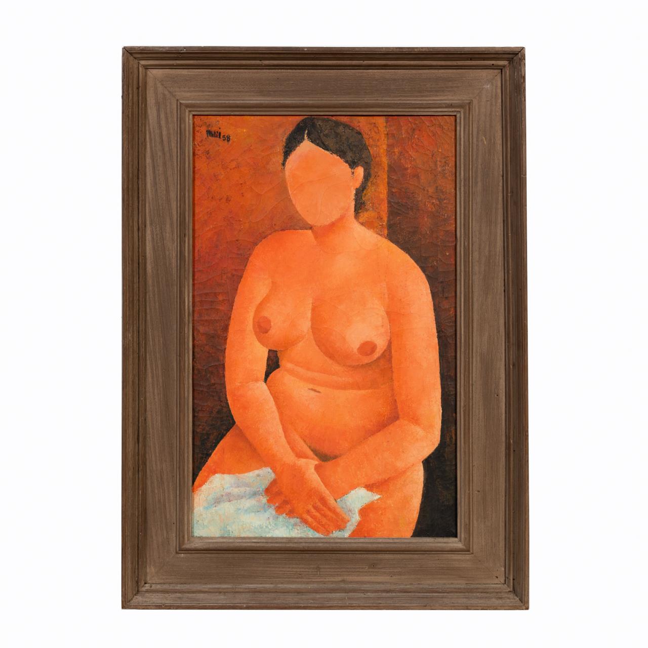 Appraisal: AMERICAN MODERN SEATED FEMALE NUDE OIL ON CANVAS American school