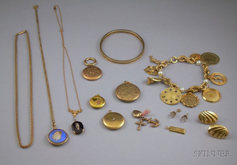 Appraisal: Small Group of Gold and Gold-filled Estate Jewelry including a