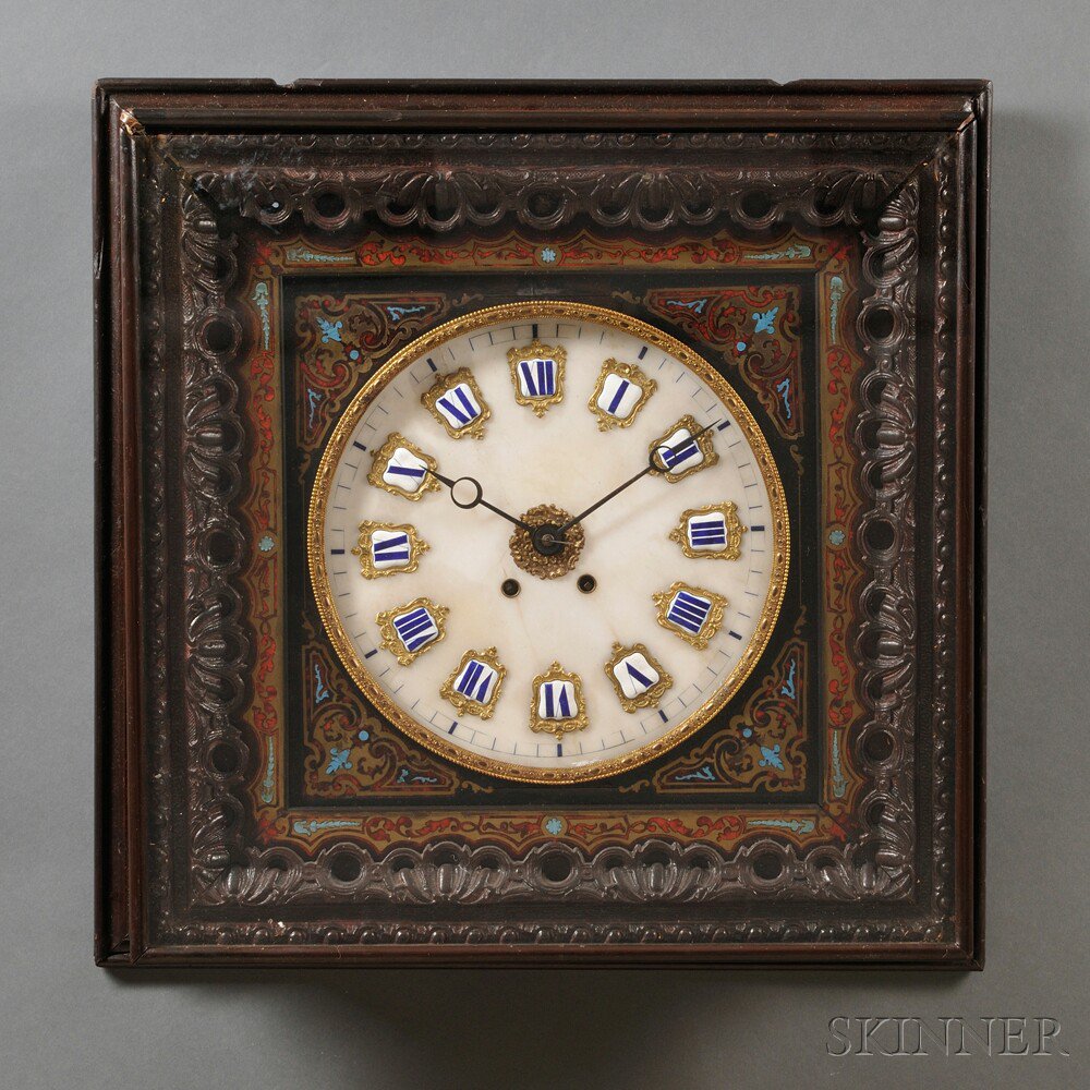 Appraisal: French Onyx Dial Wall Clock -in dial with applied Roman