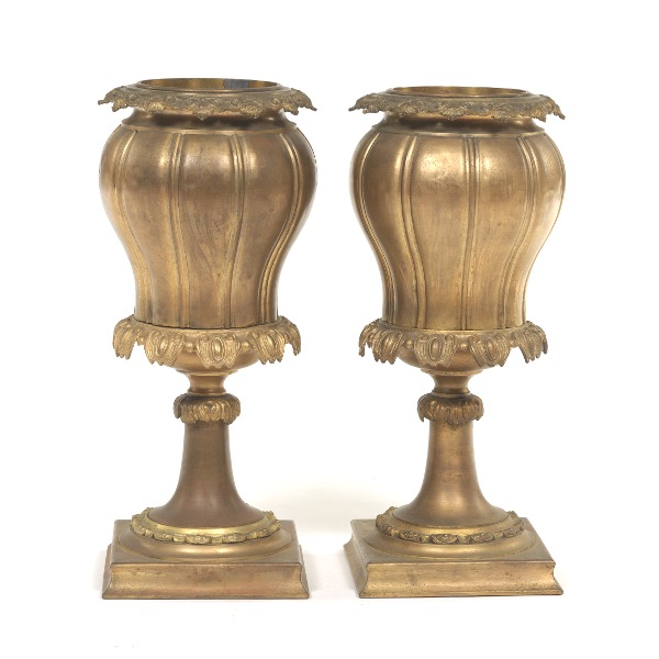 Appraisal: LOUIS XIV STYLE PAIR OF GILT BRASS AND METAL URNS