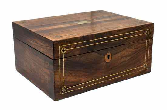 Appraisal: An English Rosewood and Brass Inlaid Box having a brass