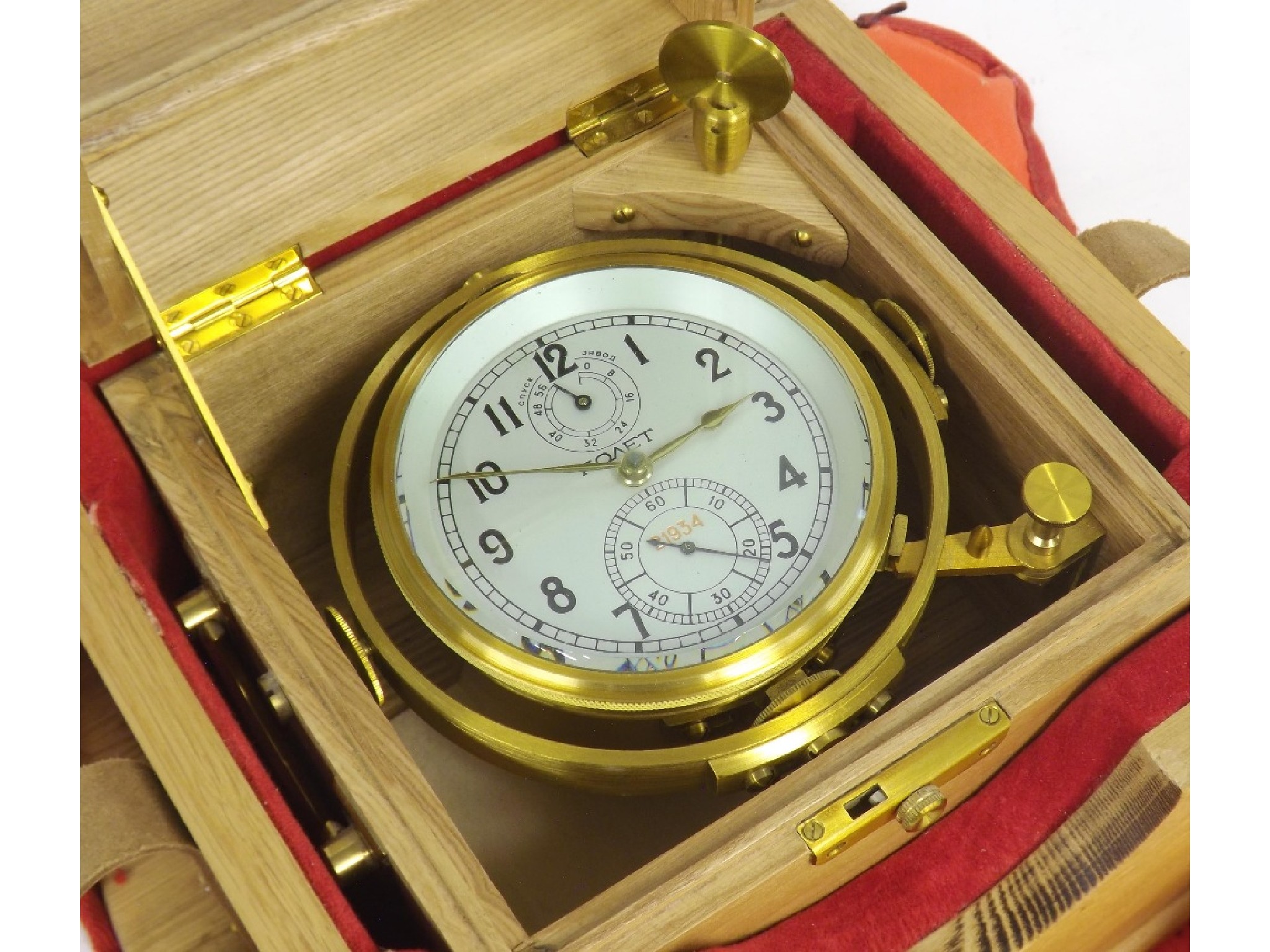 Appraisal: Russian two day marine chronometer the cream dial with state