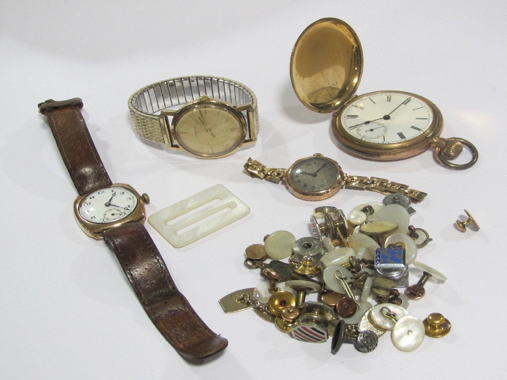 Appraisal: Lot comprising two early th century ct gold cased wrist