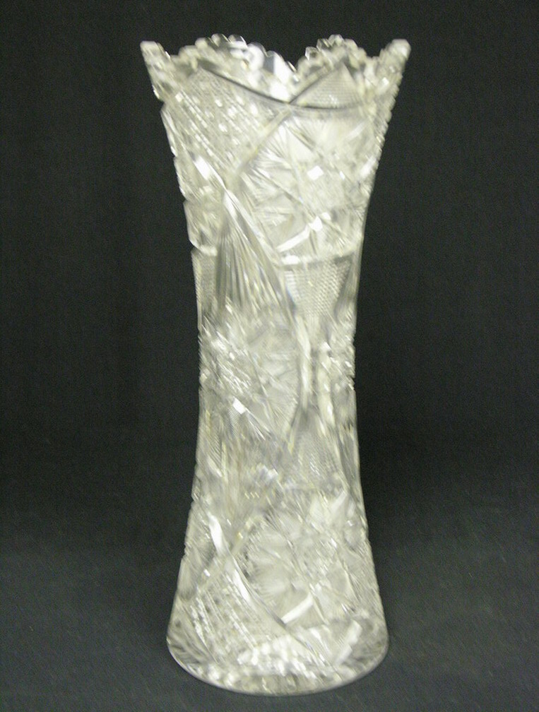 Appraisal: INCH ABP CUT CRYSTAL VASE Variation of Florence pattern Size