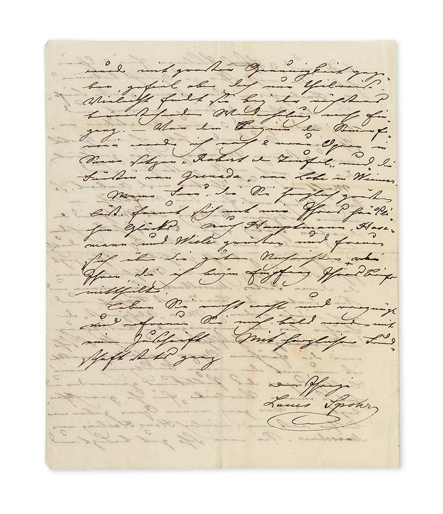 Appraisal: SPOHR LOUIS Autograph Letter Signed to an unnamed recipient Dear