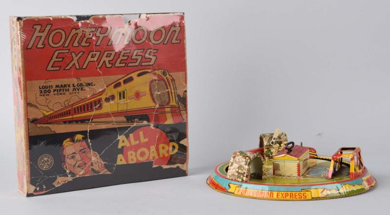 Appraisal: Marx Tin Litho Honeymoon Express Toy With Box Box has