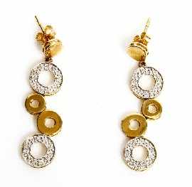 Appraisal: A pair of ct gold diamond set earrings length approximately