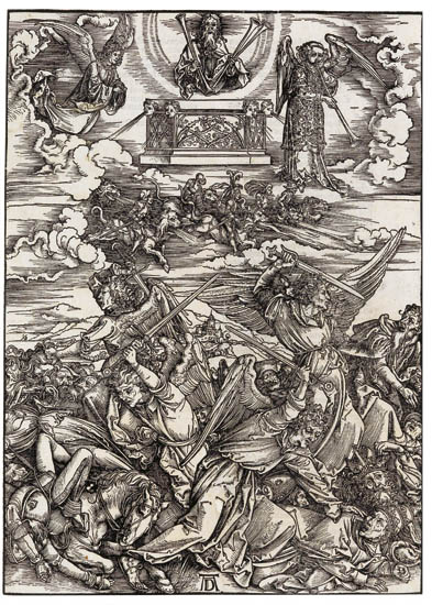 Appraisal: ALBRECHT D RER The Four Avenging Angels Woodcut x mm