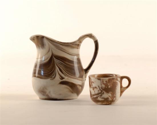 Appraisal: Two Pieces of Mochaware to Include a small jug with