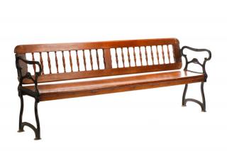 Appraisal: Nashville Railroad Wrought Iron Pine Bench American early th century