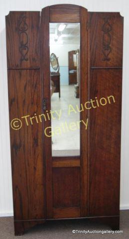 Appraisal: Vintage English Oak Armoire w Mirror This is for a