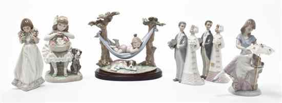 Appraisal: A Collection of Six Lladro Porcelain Figures comprising a baby