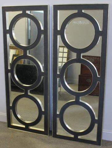 Appraisal: Pair of Rectangular Mirrors with Circle DecorationFrom a Queens NY