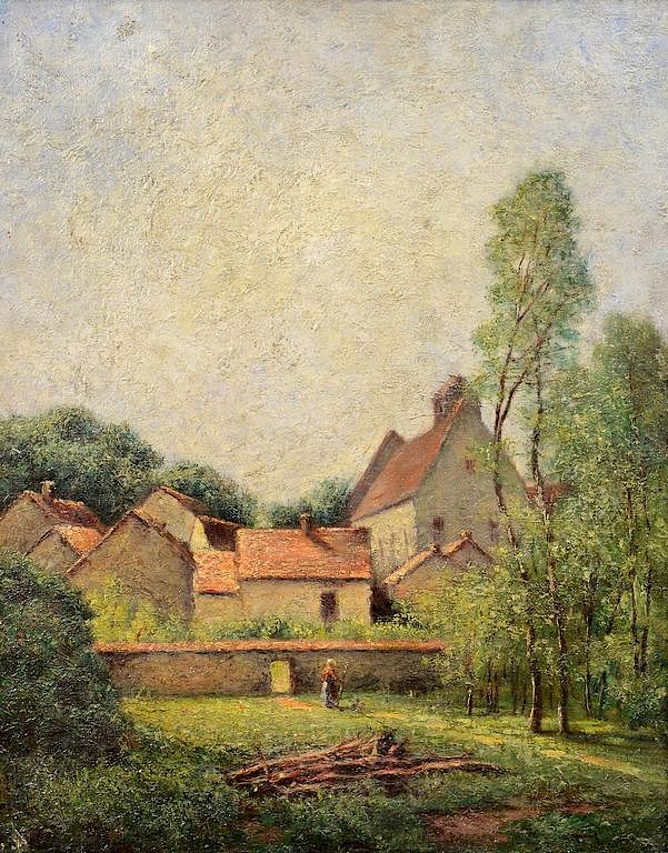 Appraisal: Fluhart Williams O C French Village Scene Harry Davis Fluhart