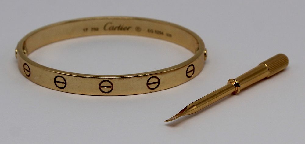 Appraisal: JEWELRY Cartier kt Gold Love Bracelet Cartier kt yellow gold