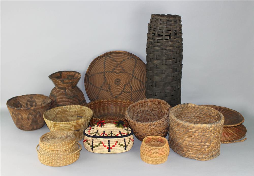 Appraisal: BASKETRY LOT MOST NATIVE AMERICAN areas and forms include two