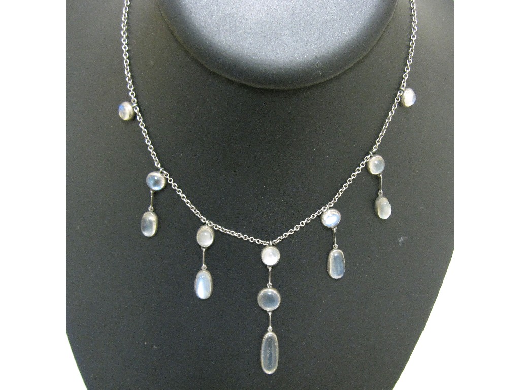 Appraisal: Silver and moonstone fringe necklace