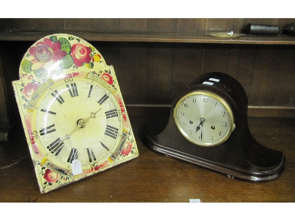 Appraisal: Wall clock with painted dial and a mahogany mantel clock