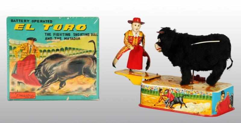 Appraisal: Lot of Tin Bull Battery-Operated Toys Description Japanese Working Includes