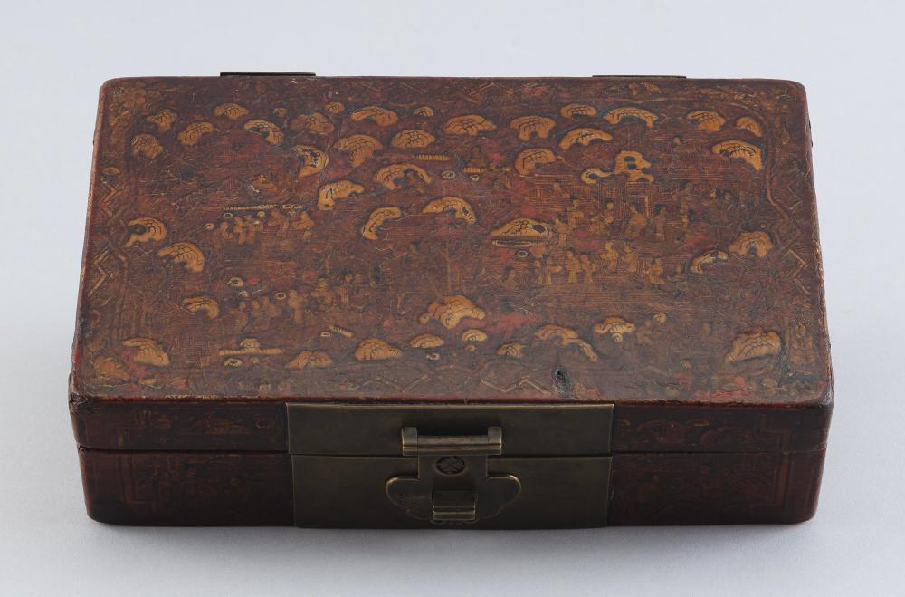 Appraisal: CHINESE PAINTED AND GILT LACQUER DOCUMENT BOX TH CENTURY HEIGHT