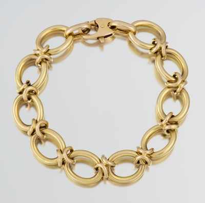 Appraisal: A Ladies' Italian Gold Link Bracelet k yellow gold oval