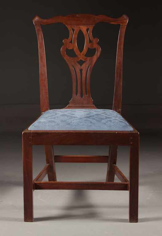 Appraisal: George III mahogany upholstered slip seat side chair circa in