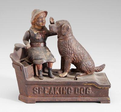 Appraisal: Cast iron bank quot Speaking Dog quot last patent date