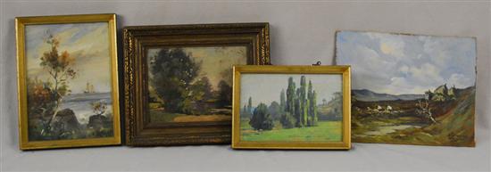 Appraisal: AMERICAN EUROPEAN SCHOOL th century SET OF FOUR LANDSCAPES four