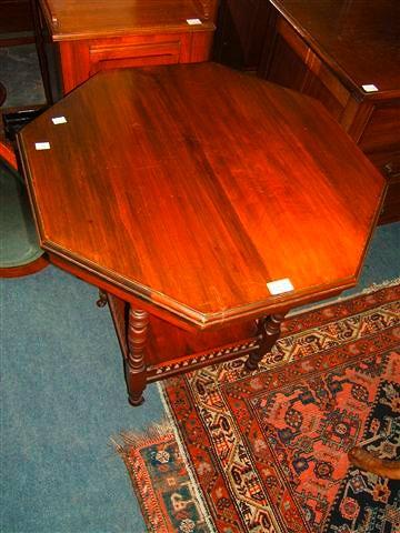 Appraisal: A Victorian mahogany octagonal occasional table the turned legs supported