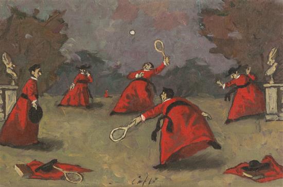 Appraisal: Sale Lot Nino Caffe Italian - Cardinals Playing Tennis oil