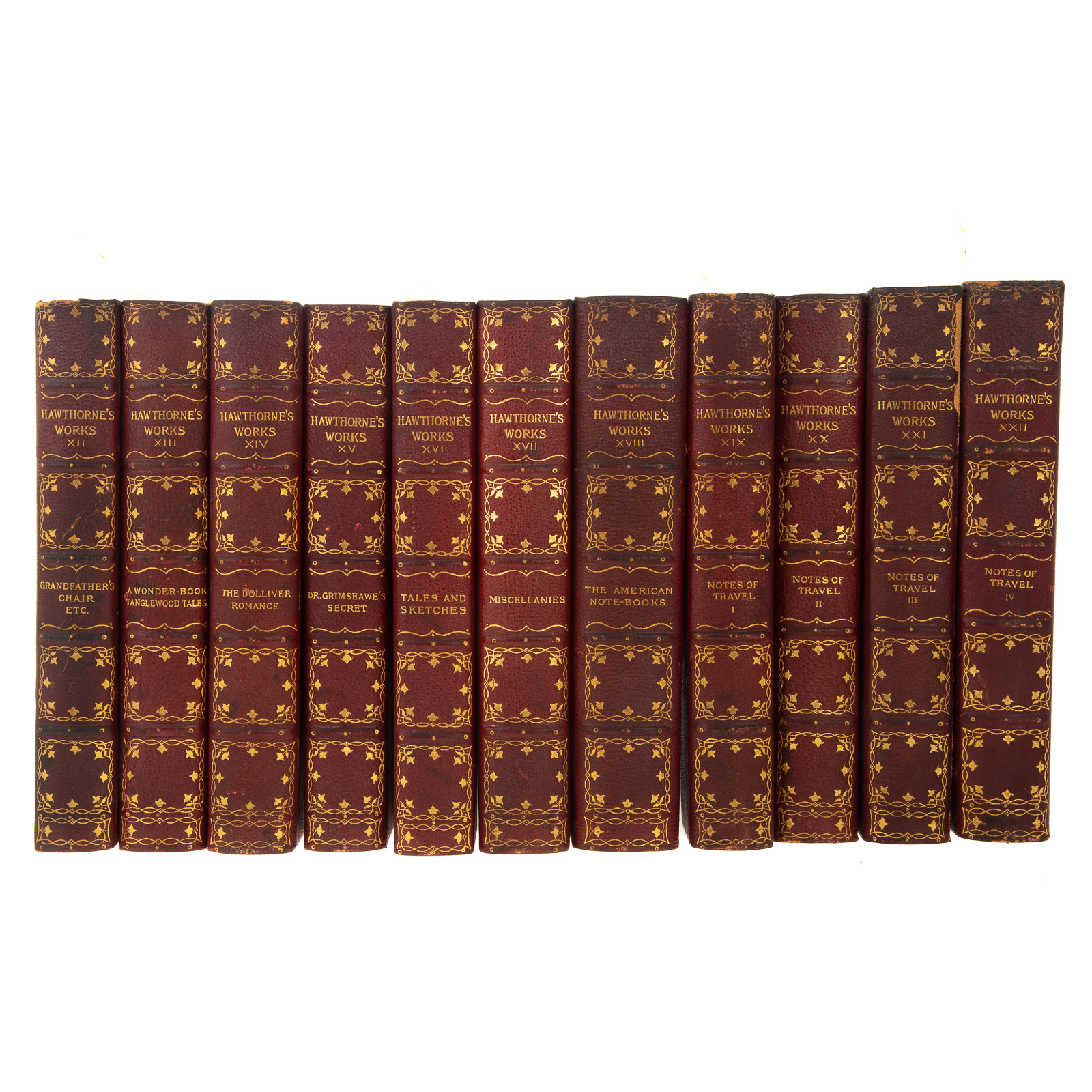 Appraisal: SET OF LEATHER-BOUND BOOKS HAWTHORNE VOLS Comprising THE COMPLETE WRITINGS