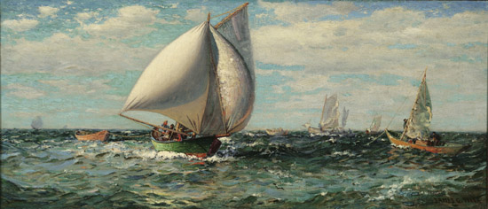 Appraisal: James Gale Tyler American - Fishing Boats on a Sunny