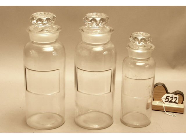 Appraisal: Collection of apothecary bottles with ground stoppers and recessed label