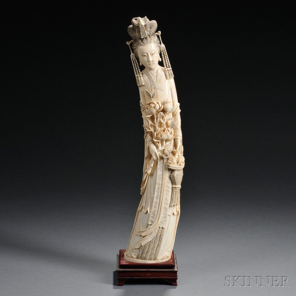 Appraisal: Ivory Tusk Carving of a Woman China th th century