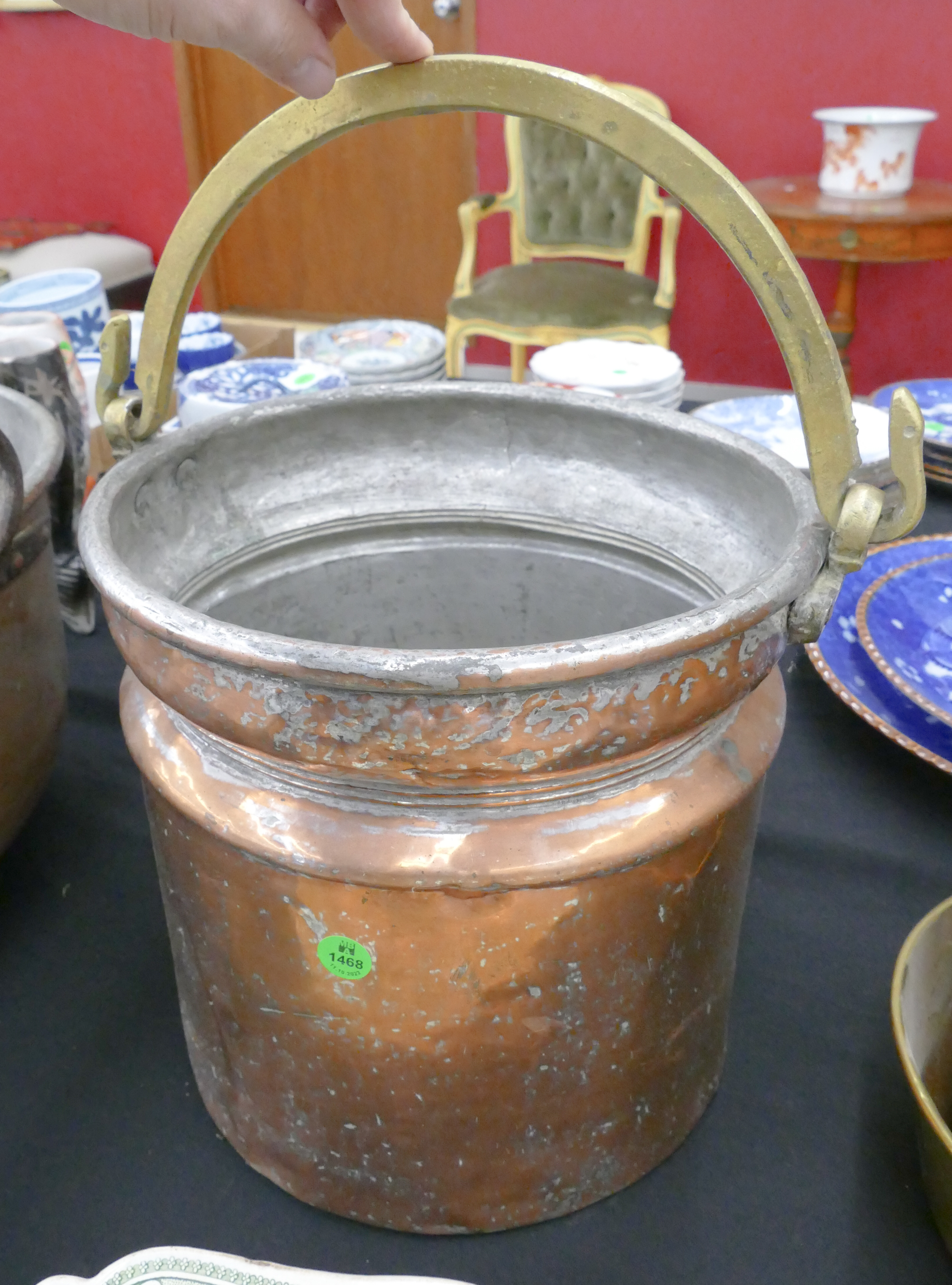 Appraisal: Antique Copper Brass Handled Bucket- ''