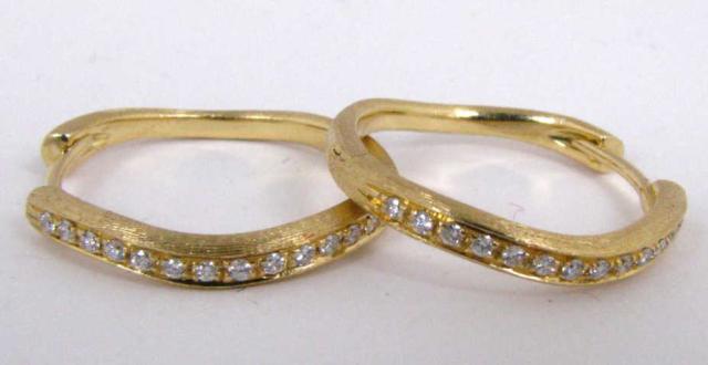 Appraisal: Pair of K Yellow Gold Marco Bicego Diamond Hoop Huggies