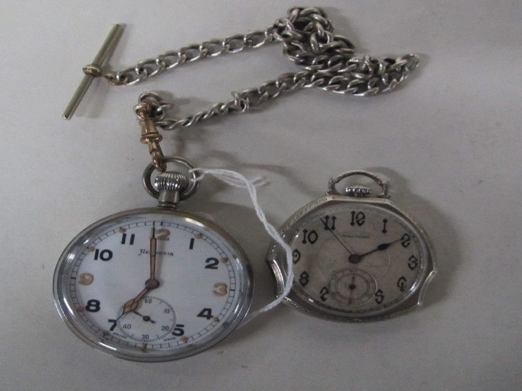 Appraisal: Lot comprising military issue pocket watch on chain and one