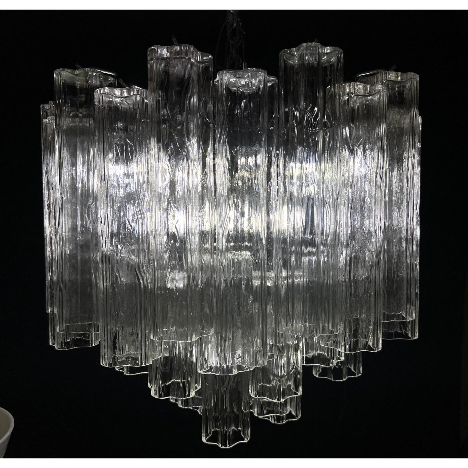 Appraisal: Italian Chandelier Pendant Lamp with Shaped Tube Prisms Dimensions H